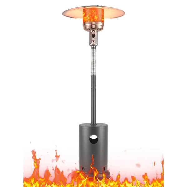 Propane Patio Heater w/ 12' Heating Radius, 48000 BTU Heavy Duty Heater w/ Overheating Protection System, Stainless Steel Flame Heater w/ Wheels, Sliver&Gray