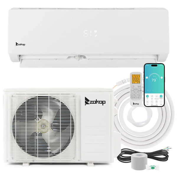 Ktaxon 18000 BTU Slim Ducted Mini Split Heat Pump Air Conditioner 16ft Kit Cover