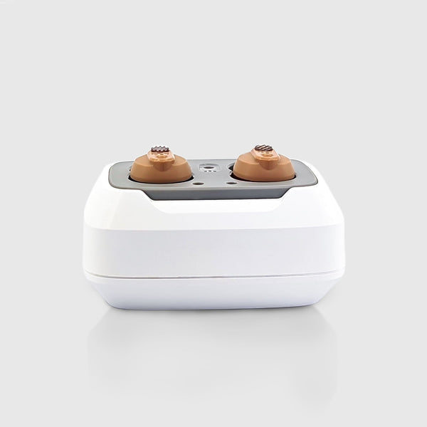 ELCTRTICI Hearing Aids for Seniors, Rechargeable Hearing Aids with ‌Charging Dock‌, Noise Cancellation, Lightweight & Invisible Design (Beige)