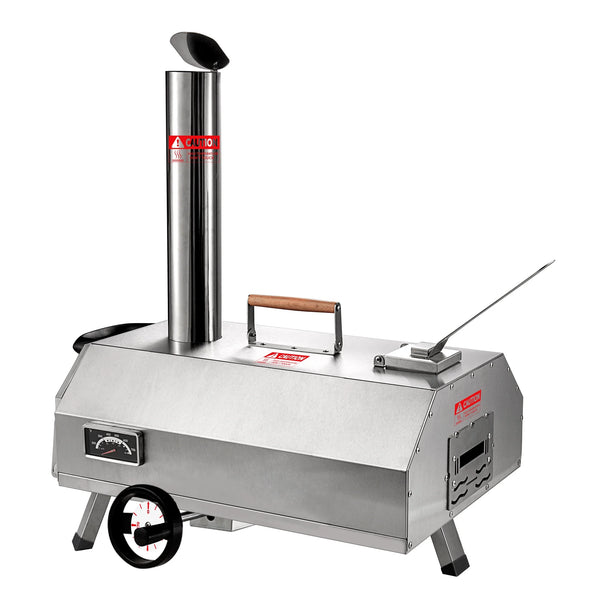 Segmart 12" Wood Fired Pellet Outdoor Pizza Oven with Built-in Thermometer,Portable Stainless Steel Countertop Pizza Maker for Backyard, Outside Camping and Picnics