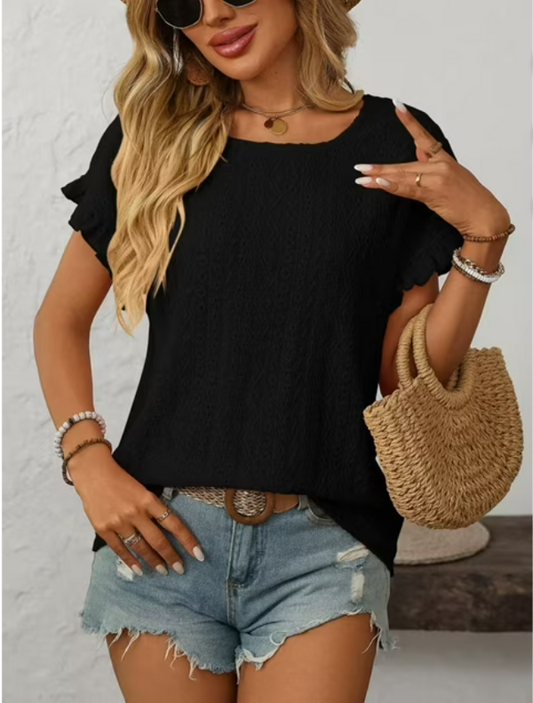 SWQZVT Womens Tops Short Sleeve Summer Top Crew Neck T shirts for women Basic Loose Tees Shirts for Women Casual Summer Clothes Black L