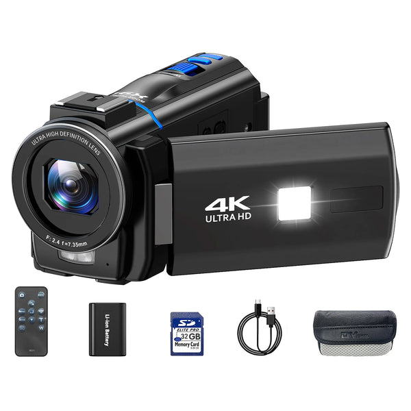 Campark 4K 30FPS Video Camera 48MP Camcorder with IR Night Vision 16X Digital Zoom 3.0" Touch Screen