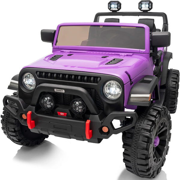 Hikiddo 24 Volt Ride on Toys for Big Kids, 4WD 2 Seater Kids Electric Ride-on Truck Car w/ Remote, 4x200W Motor - Purple