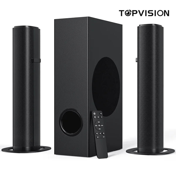 TOPVISION 4.1ch Sound Bar with Subwoofer, 120W Separable Sound Bar for TV with 4 Drivers, USB/AUX/Coaxial/Optical/HDMI/Bluetooth Connect, SD01