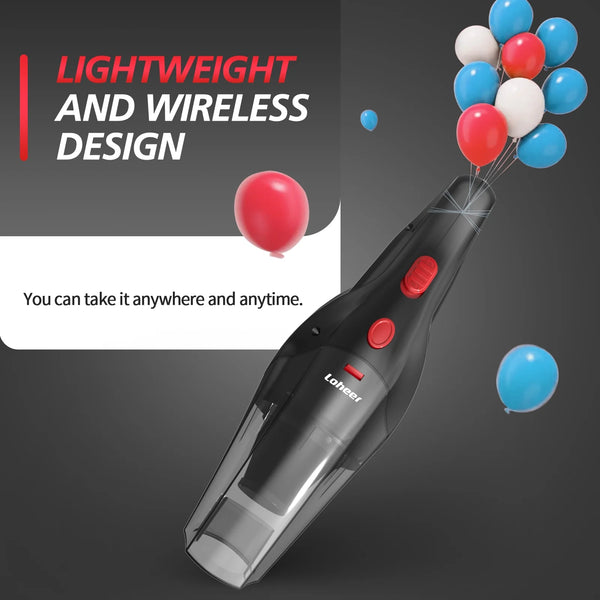 Loheer Car Vacuum Cordless, Portable Handheld Vacuum Cleaner, Rechargeable with 2 Stainless Filter