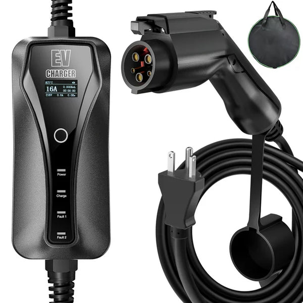 JUGACOOL Type-1 small screen model with car charger 16A NEMA6-20 plug 16ft-US C43